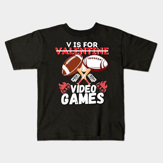 V is for valentine video games Kids T-Shirt by Cutiepunks